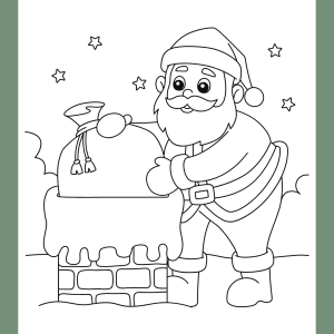 papai noel com presente para colorir