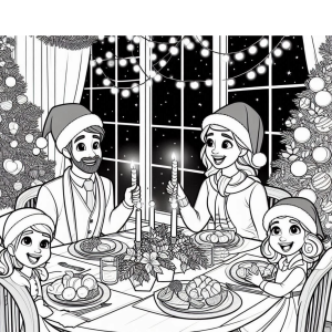 ceia de natal para colorir