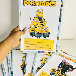 capa de caderno com minions
