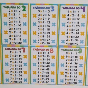 cartões de tabuada de multiplicação