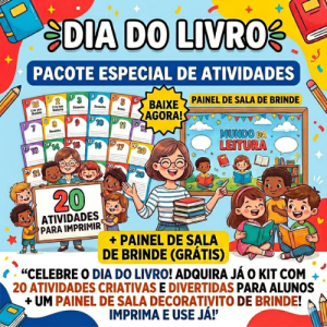 20 Atividades Dia do Livro + Painel de brinde - infantil e Fund 1